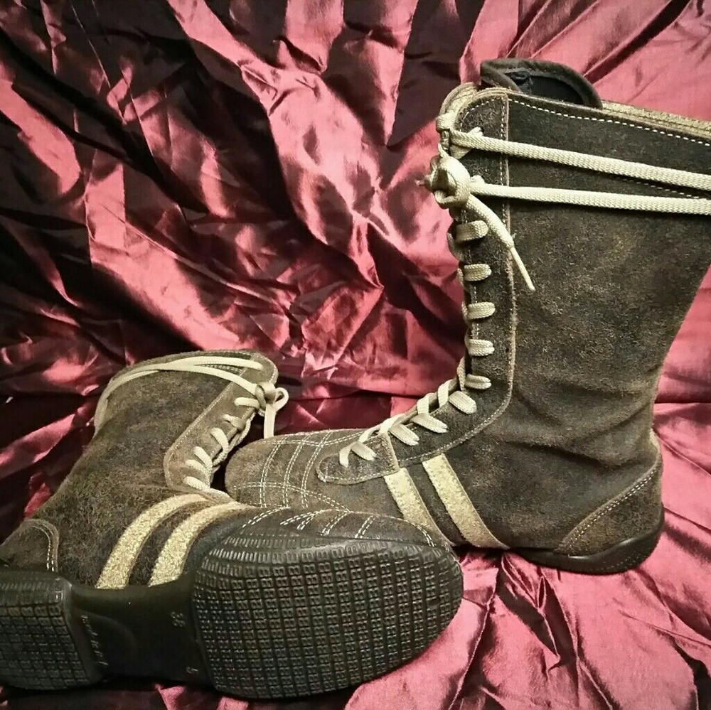 Fosco Italy Leather flat boots Brn/tan sz 38 EUC